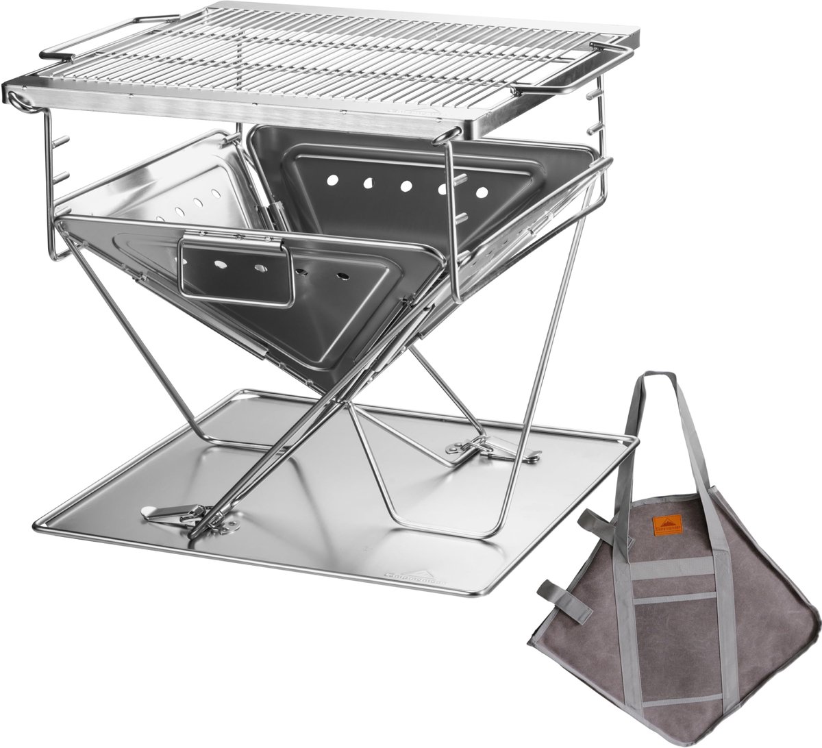 Campingmoon BBQ Grill Vuurkorf Opvouwbaar RVS - Large MT-045 - ShopVlot