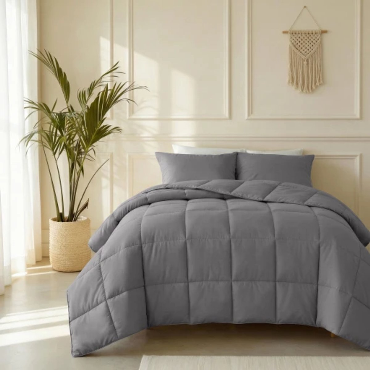 Lazy Dekbed Percale Deluxe Antraciet met kussenslopen 200x220 cm
