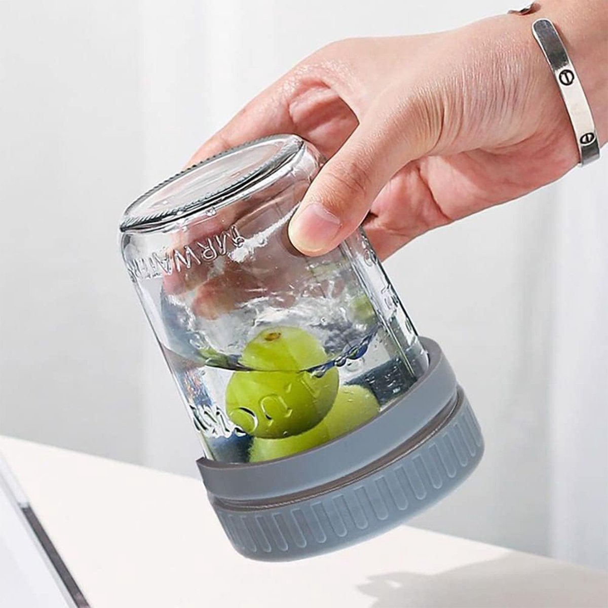Wishdor Havermout beker to go set van 2 - Glazen pot van 350 ml met deksel en lepel - Lekvrije yoghurt beker voor ontbijt en lunch - Magnetronbestendig - Ø 8,7 x 12,2 cm — cadeau in Kookcadeaus - foto 3