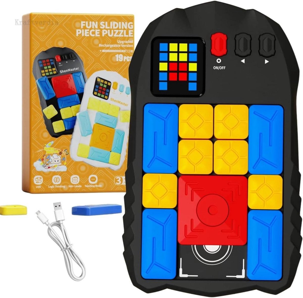 casalora - Super Slide puzzelspellen - 500+ uitdagingen hersenkrakerpuzzel - Speelgoed voor kinderen tieners - Oplaadbaar - Reisspellen - Verjaardagscadeaus voor jongens en meisjes - Zwart