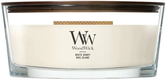 WoodWick Heartwick Flame Ellipse Geurkaars - White Honey - 50 branduren