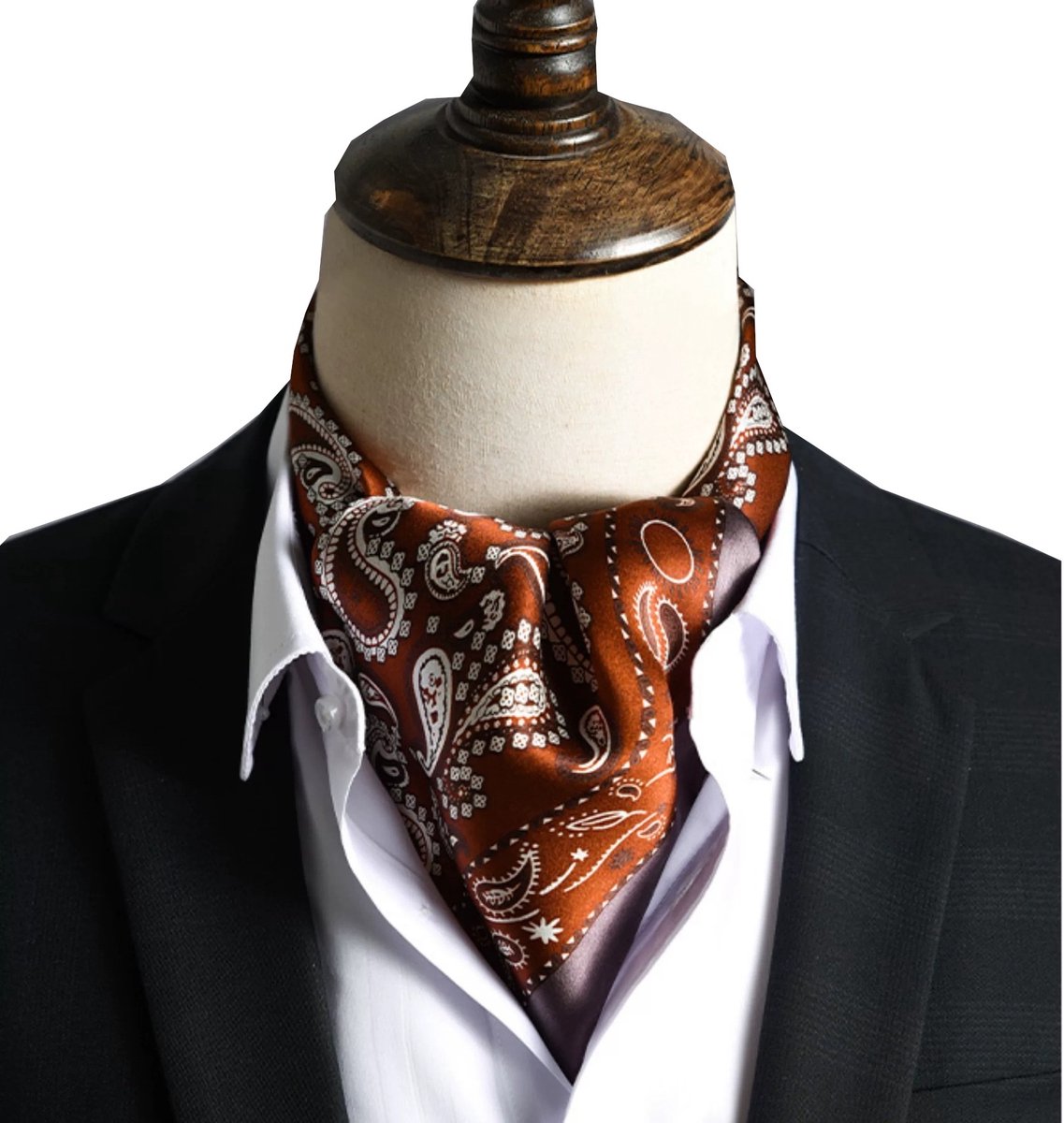 Stropdassjaal Zijde – Ascot – Zijden Sjaal – Paisley Bruin – 53 x 53cm