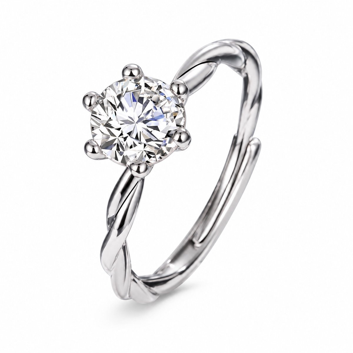 Matthew Studio® Dames Zilveren Ring - Grote Zirkonia - 925 Sterling Zilver - Verstelbaar