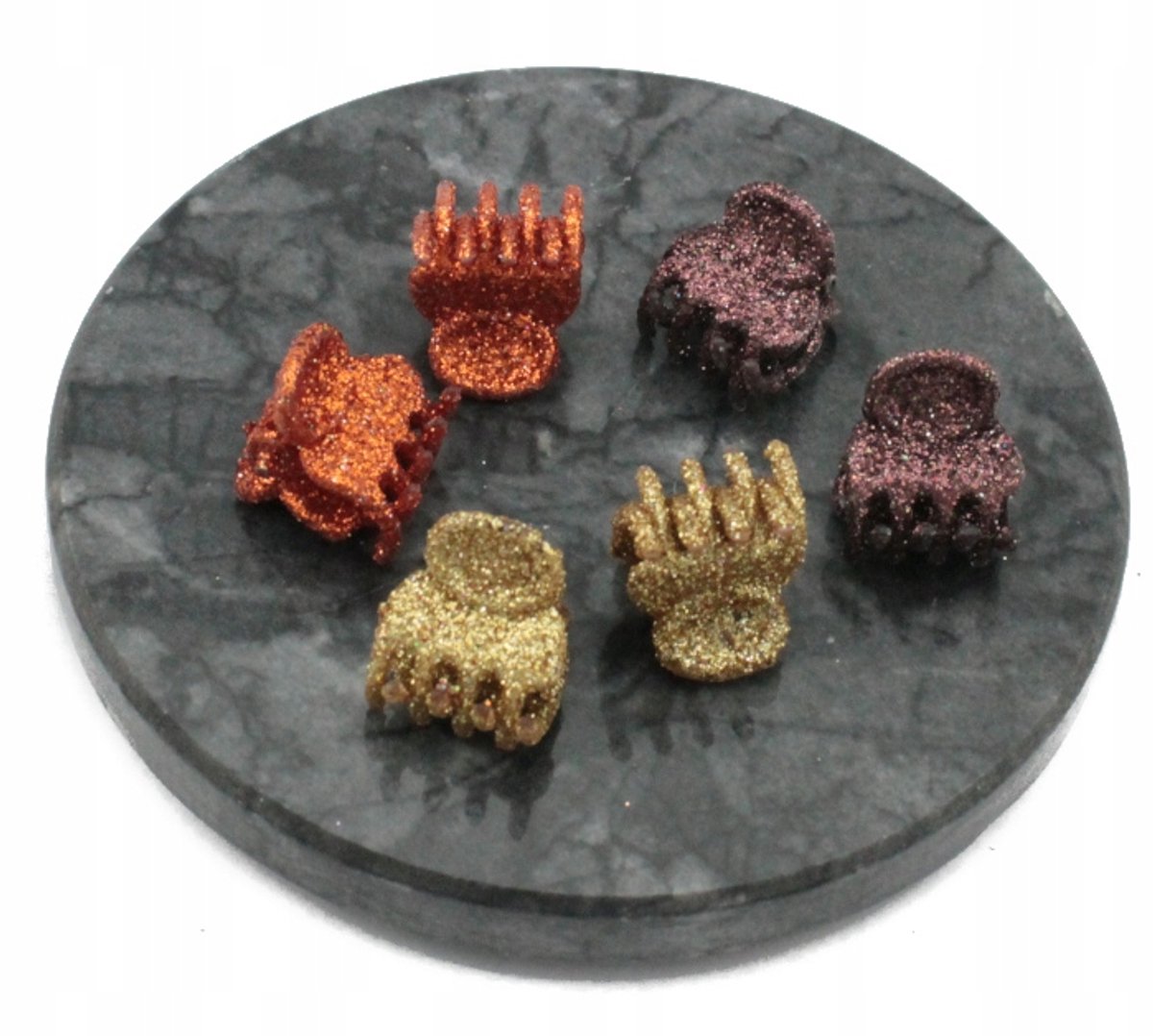 Glitter Klemmetjes haarspeldjes 6 stuks 1,5 cm mix kleuren goud