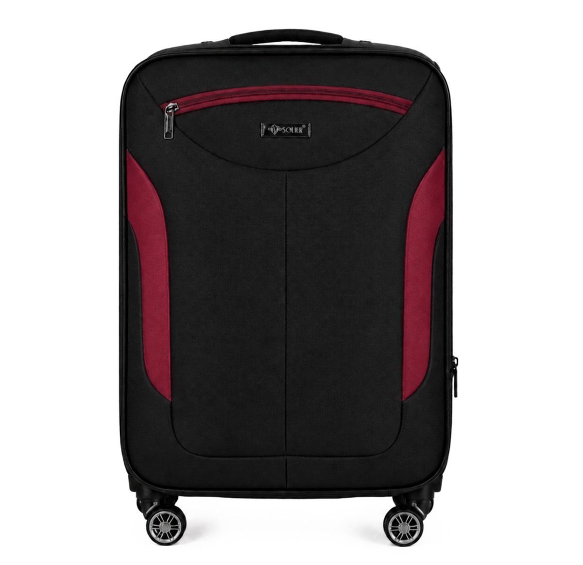 Solier STL1801 - Handbagage koffer S 25 l - Uitbreidbaar - Zwart-bordeaux