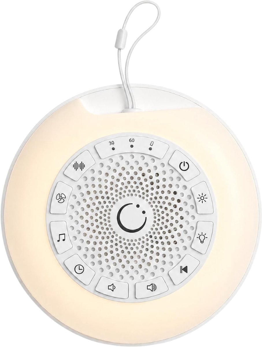 Verte White Noise Machine - Nachtlampje - 27 Rustgevende Geluiden - Slaaphulp Voor Baby’s - 8 Lichtstanden - Timer En Kinderslot - Draagbaar En Oplaadbaar Via USB-C