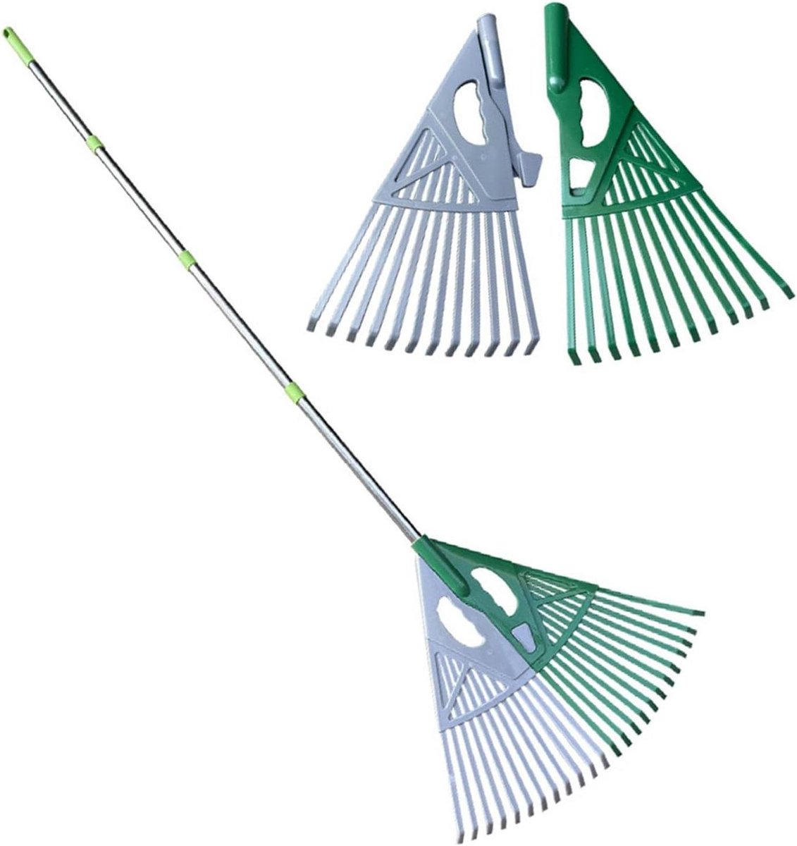 Bladbezem Tuin - Brede hark - Puin verzamelen - Lange steel - 28 centimeter - Meerkleurig