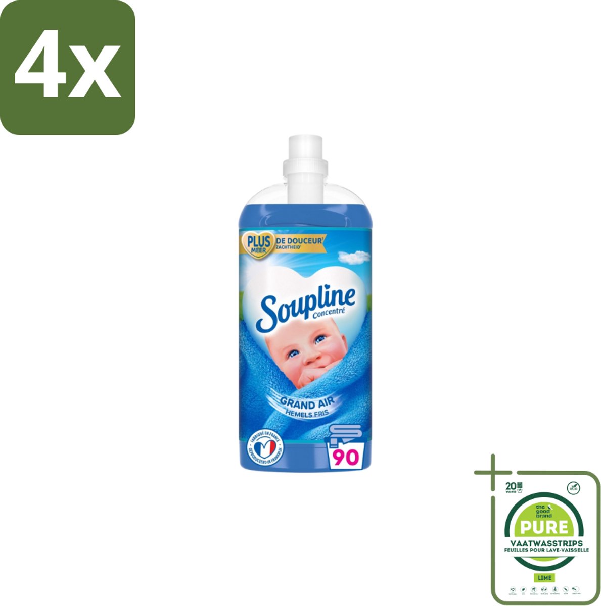 Soupline – Wasverzachter – Mediterrane Tuin – 950 ml - Voordeelverpakking - 4 stuks - Wasverzachter - Mediterrane tuin