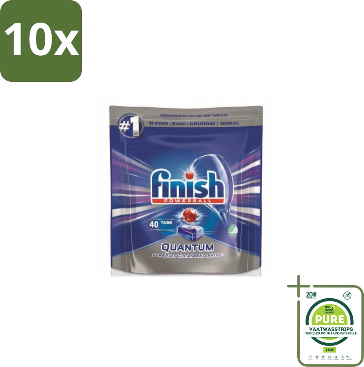10 x Finish – Vaatwastabletten – Quantum Regular – 40 Capsules - Grootverpakking - Vaatwastabletten - Vaatwasser - Vaat Reinigen - Vaatwasser Tablet - Vaatwasser Tabletten