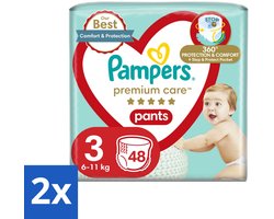 2 x Pampers – Luierbroekjes – Premium Care Pants Maat 3 – 48 Luiers - Luier - Luierbroek - Luier Voor Baby - Luier Voor Kind - Droge Billetjes