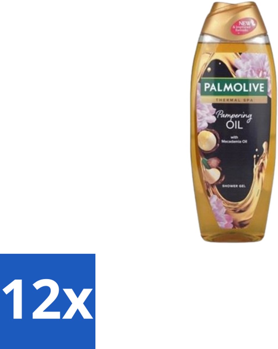 12 x Palmolive – Douchegel – Thermal Pampering Oil – 650 ml - Douchegel - Huidverzorging - Warme Douchegel - Voedende Douchegel - Aromatische Douchegel