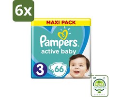 Pampers – Luiers – Active Baby Dry Maat 3 – 66 Luiers - Voordeelverpakking - 6 stuks - Baby luier - Droge luier