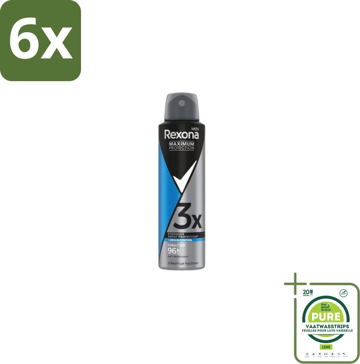 Rexona – Deodorant Spray – Maximum Protection Cobalt Dry – 150 ml - Voordeelverpakking - 6 stuks - Deodorant spray - Krachtige deodorant