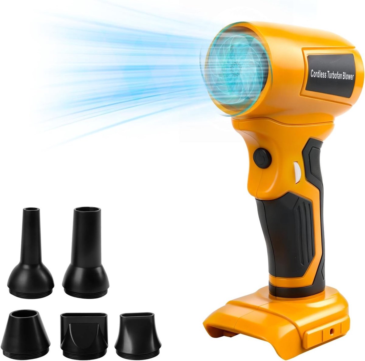 Draadloze Bladblazer met Verstelbare Snelheid en 5 Opzetstukken voor Tuin, Huis en Kamperen - 130.000 rpm, Handheld Stofzuiger en Schoonmaaktool