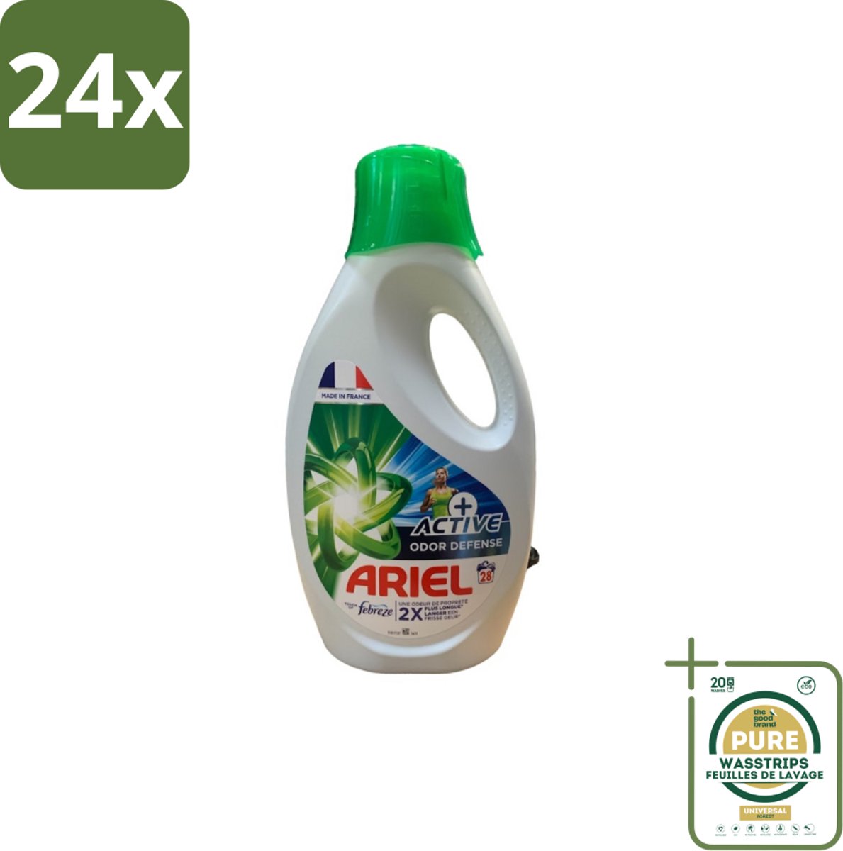 Ariel – Vloeibaar Wasmiddel – Active Odor Defense – 1,26 L – 28 wasbeurten - Voordeelverpakking - 24 stuks - Activiteit kleding - Geurneutralisatie