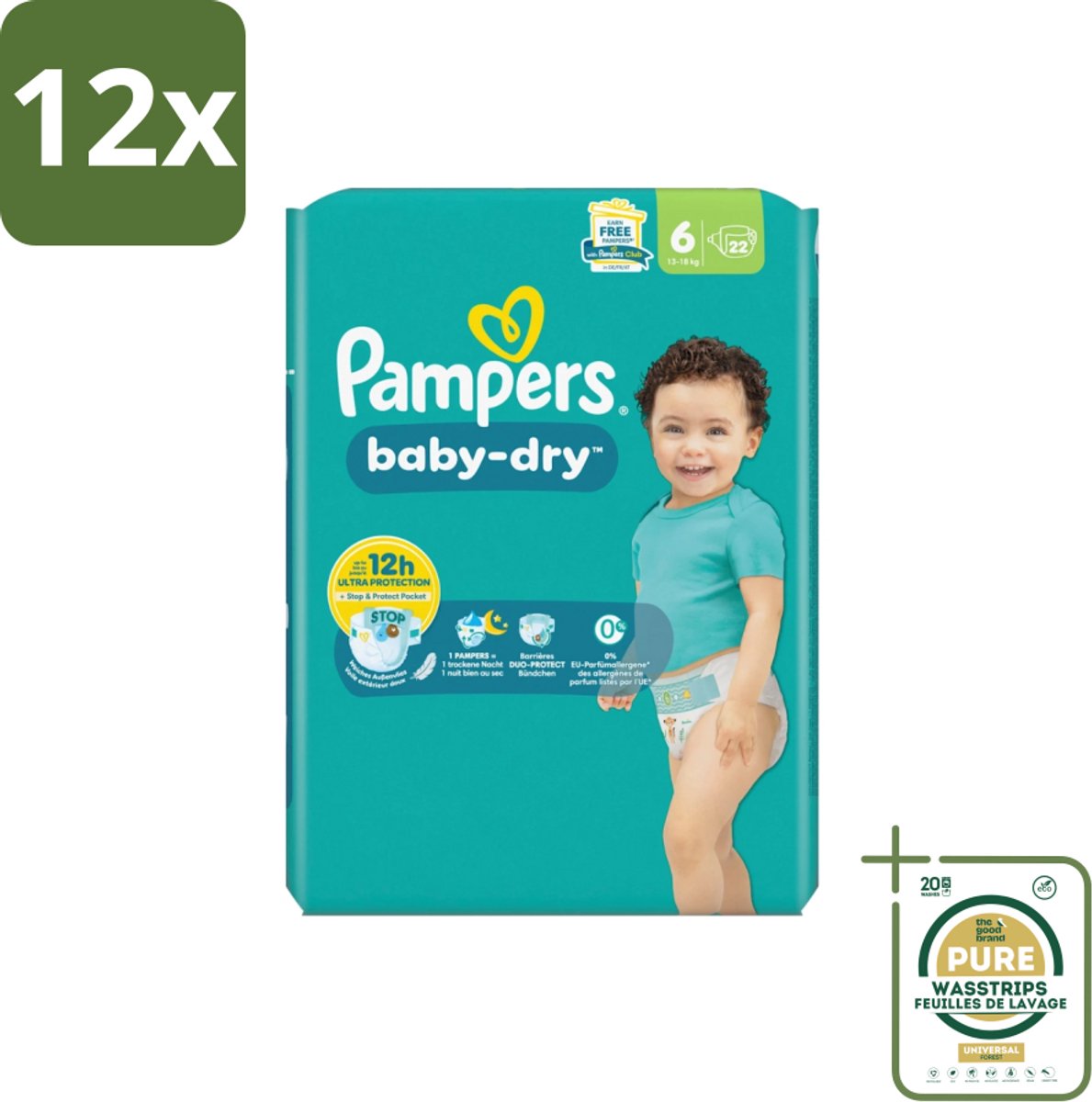 Pampers – Luiers – Baby Dry Maat 6 – 22 Luiers - Voordeelverpakking - 12 stuks - Luier voor baby - Luier maat 6