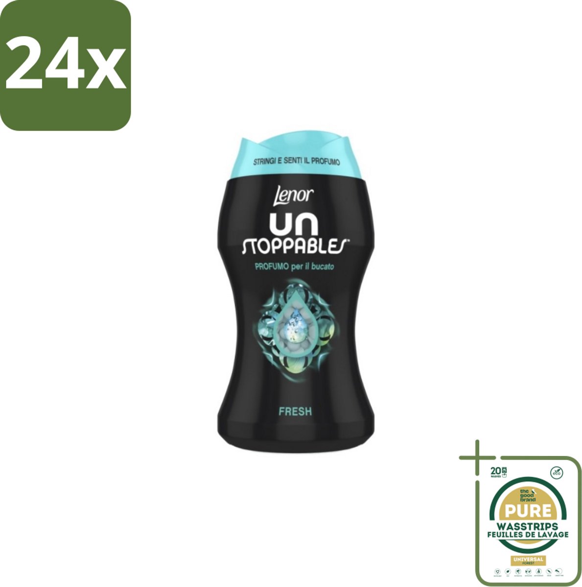 Lenor Unstoppables – Geurbooster – Fresh - 10 Wasbeurten - 140 g - Voordeelverpakking - 24 stuks - Geurparels was - Wasgeur