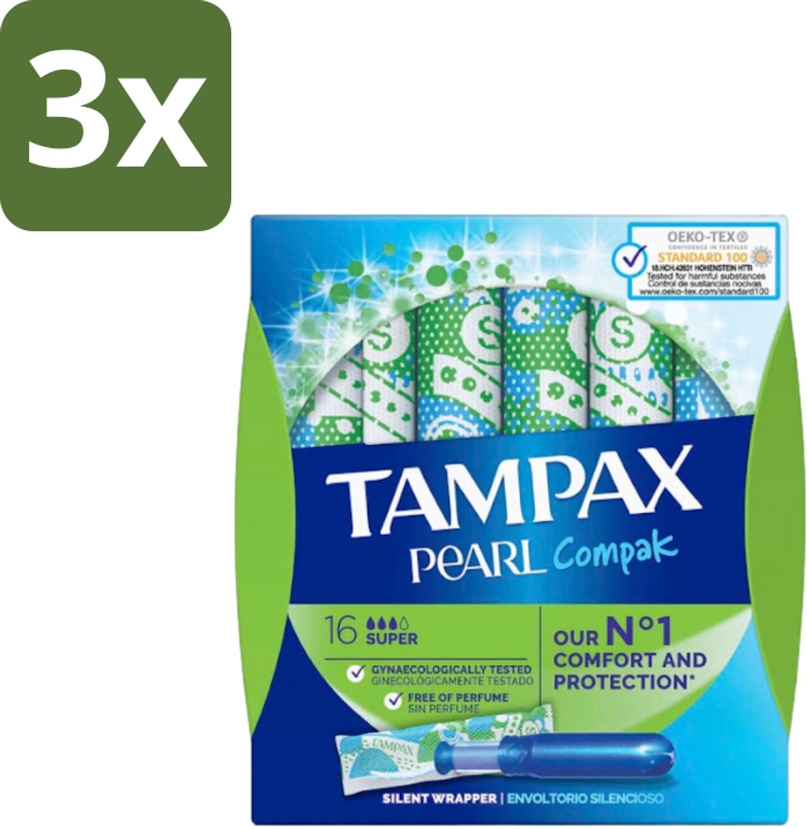 Tampax Pearl Compak – Tampons – Super - Bulkverpakking - 3 stuks