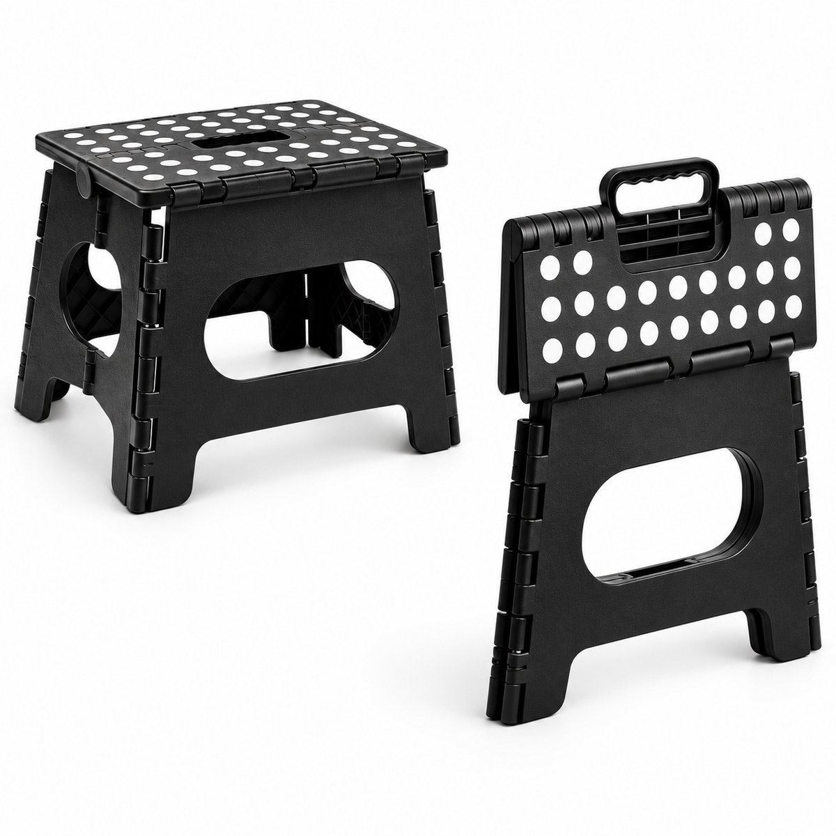 BOTC Opvouwbaar Krukje - Opstapje & Keukentrapje met Antislip - Draagkracht tot 136 kg - 23 cm Hoog - Zwart