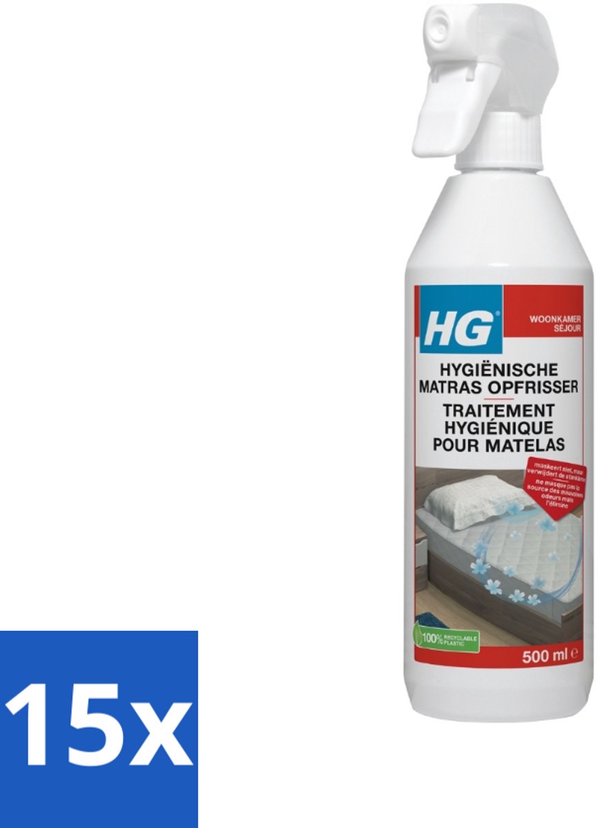 15 x HG Matrasopfrisser 500 ml - Matrasopfrisser - Hygiëne - Geur Verwijderen - Matras Reinigen - Enzymen