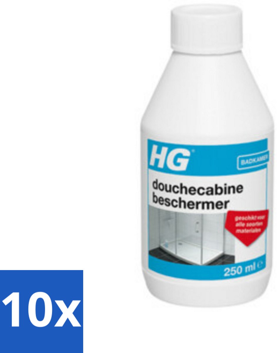 10 x HG Douchecabine Beschermer 250 ml - Douchecabine Beschermer - Kalkaanslag Bestrijden - Vuilafstotend - Waterafstotend - Badkamer Schoonhouden