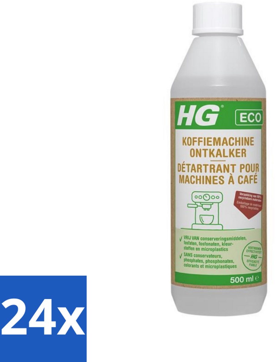24 x HG Eco Koffiemachine Ontkalker Citroenzuur 500 ml - Koffiemachine Ontkalken - Koffiemachine Schoonmaken - Kalkaanslag Verwijderen - Koffiemachine Ontkalker Citroenzuur - Eco Ontkalker