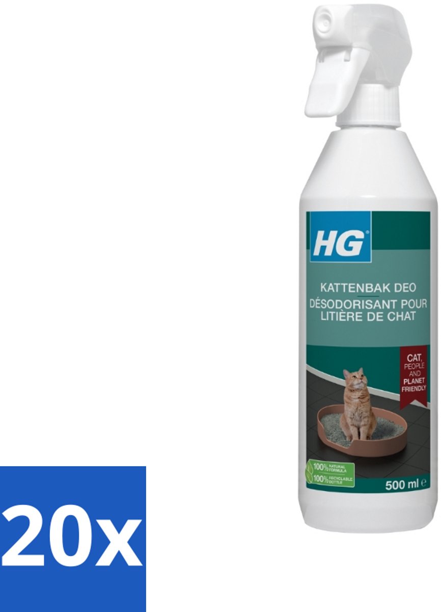 HG - Kattenbak Deo - Neutraliseert Geuren - 100% Biologisch - 500 ml - Bulkverpakking - 20 stuks