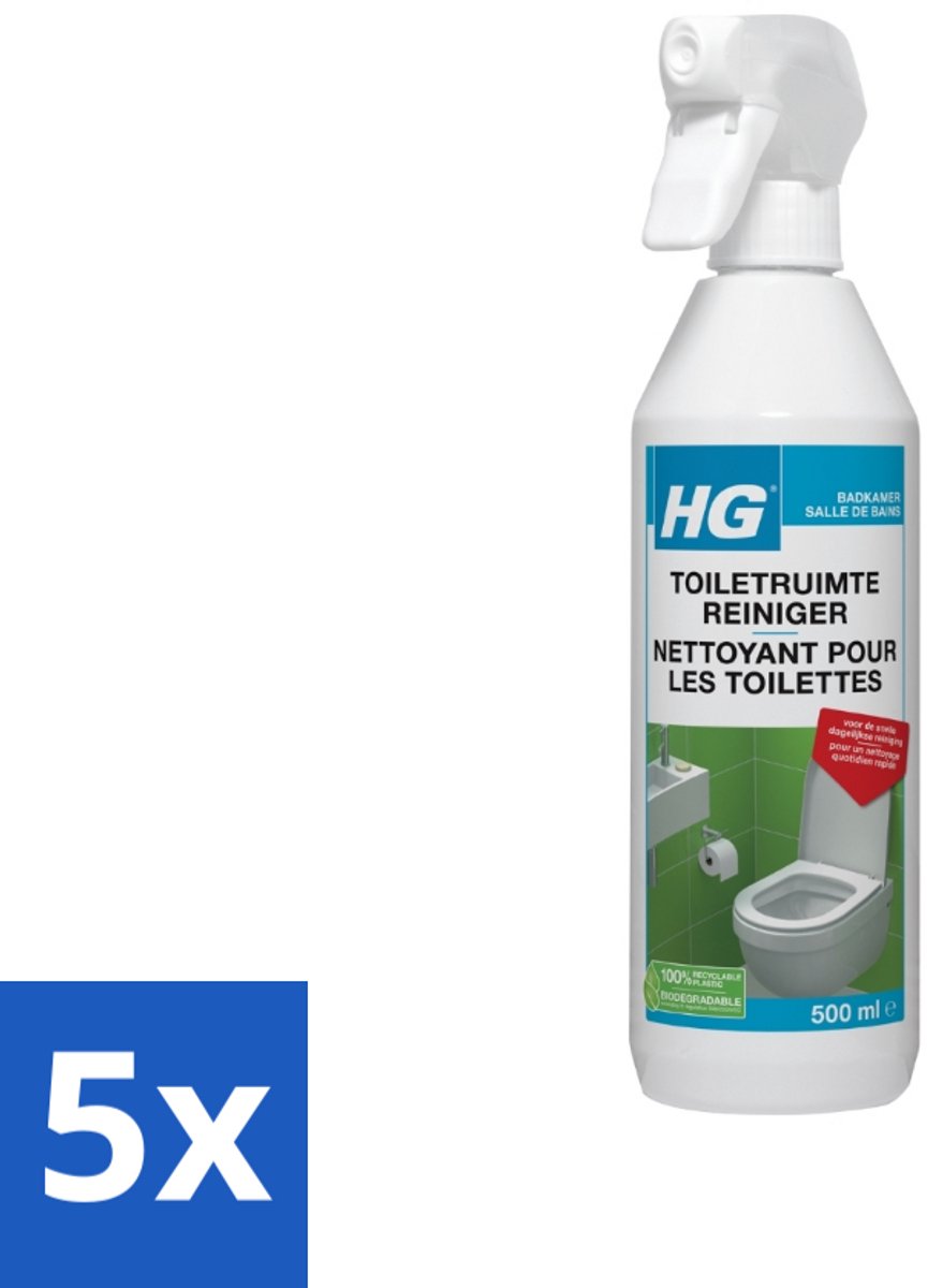 5 x HG Toiletruimte Reiniger 500 ml - Toiletruimte Reinigen - Toiletruimte Reiniger - Toilet Reinigen - Toiletbril Reinigen - Stortbak Reinigen