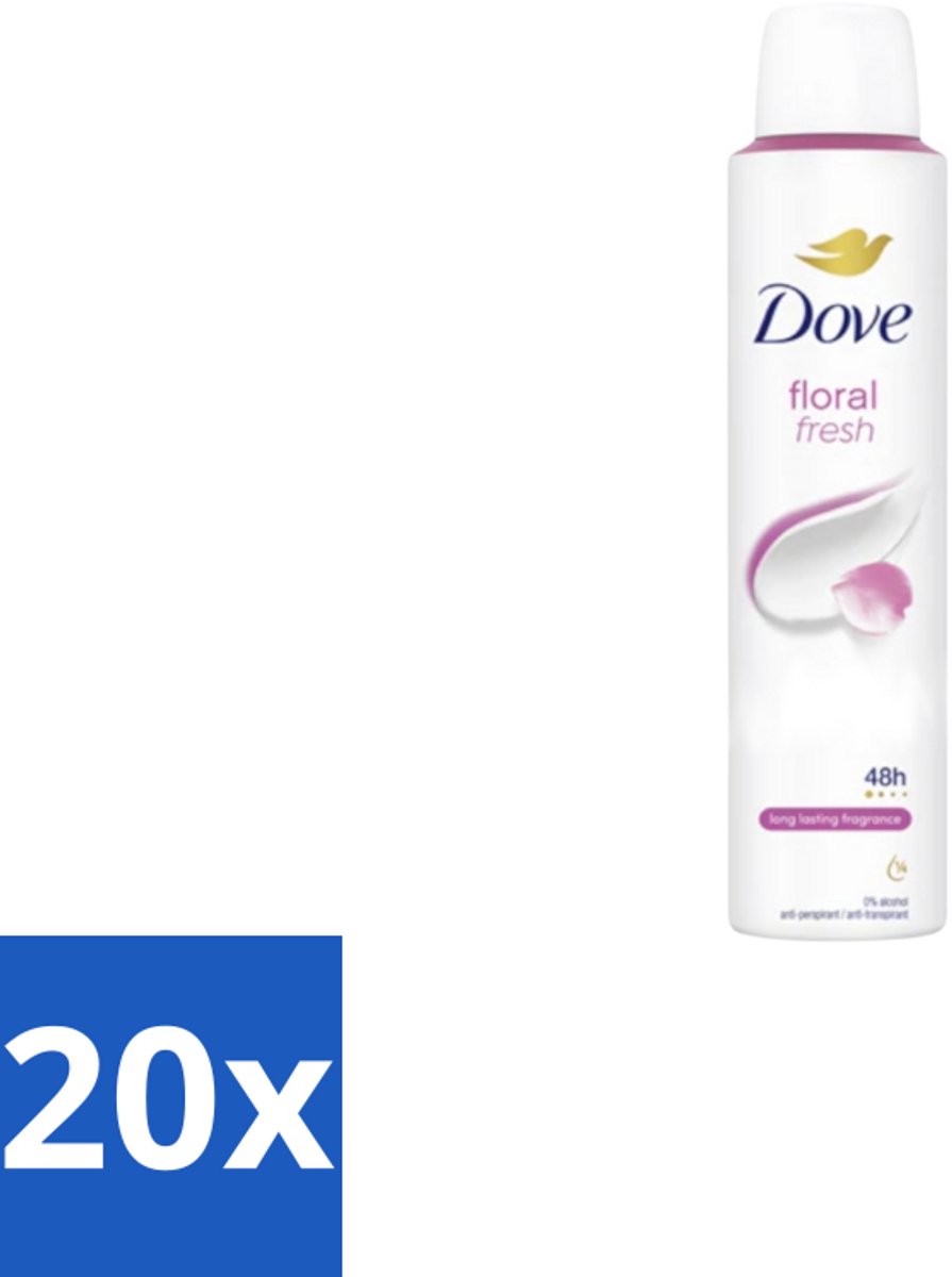 20 x Dove – Deodorant Spray – Floral Fresh – 200 ml - Anti-transpirant Spray - Zweetvermindering - Geur - Bloemige Geur - Geurvermindering
