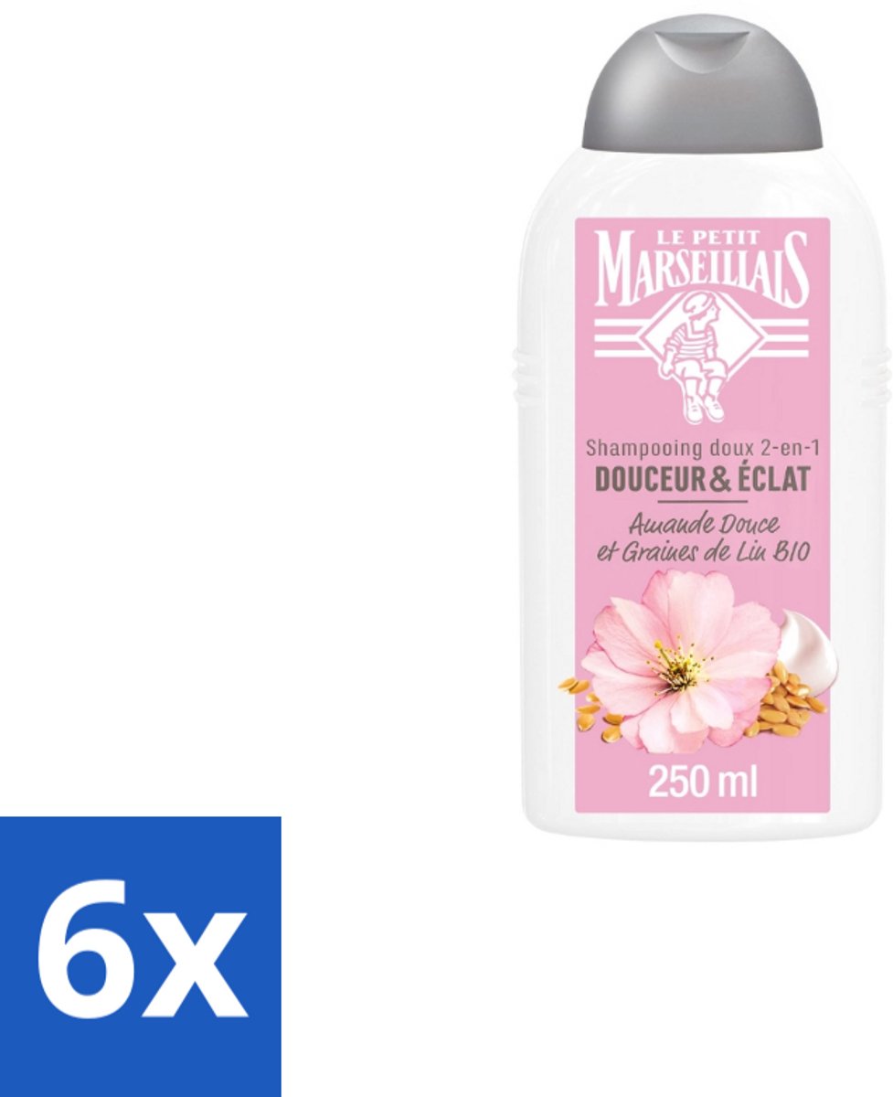 Le Petit Marseillais – Shampoo – Amande Douce & Graines de Lin Bio – 250 ml - Voordeelverpakking - 6 stuks