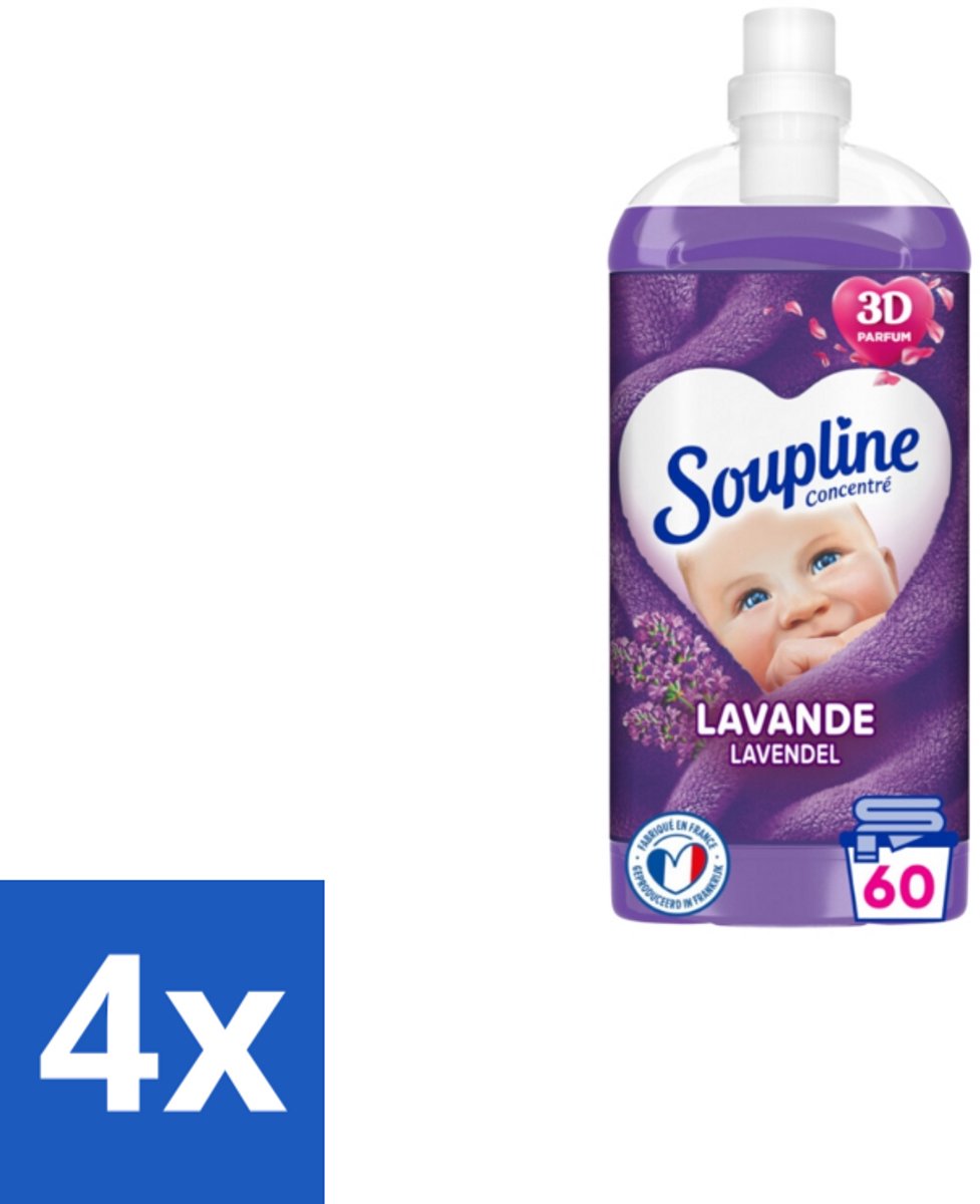 Soupline – Wasverzachter – Relax Magnolia & Lavendel – 950 ml - Voordeelverpakking - 4 stuks