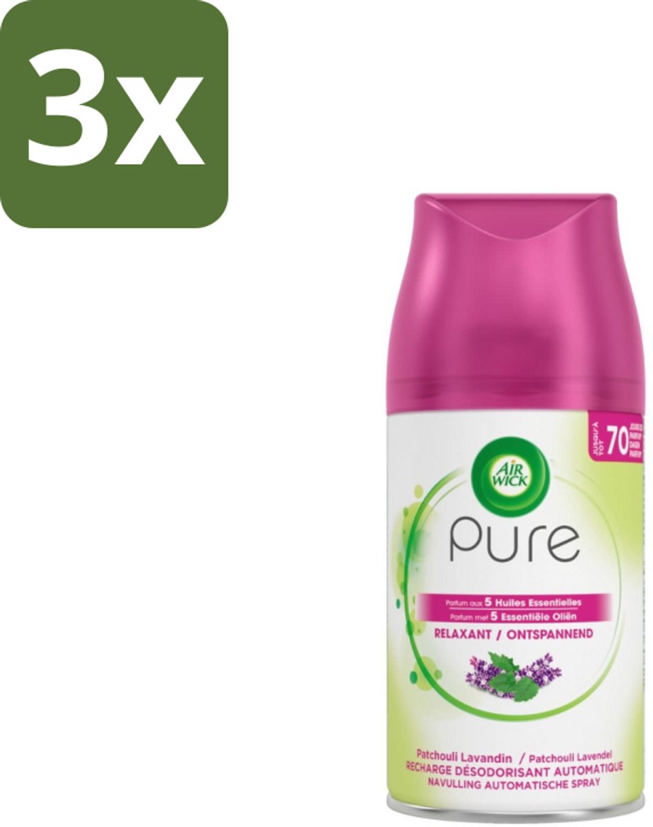 3 x Air Wick – Navulling – Ontspannend – 250 ml - Ontspannend - Rustgevend - Frisheid - Geur - Parfum