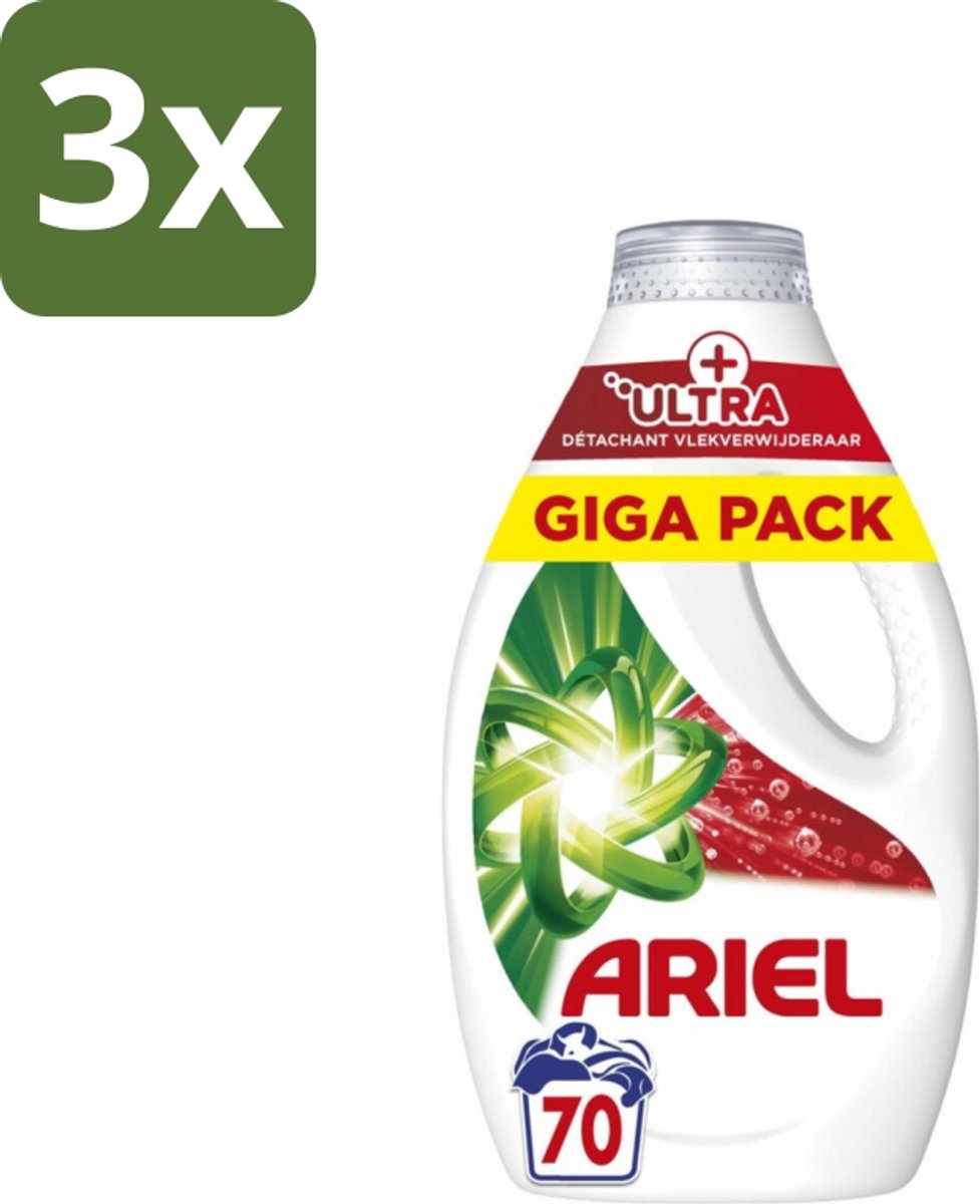3 x Ariel – Vloeibaar Wasmiddel – Ultra Vlekverwijderaar – 3150 ml – 70 wasbeurten - Vlekverwijderaar - Wasmiddel - Enzymen - Koud Wassen - Energiebesparing