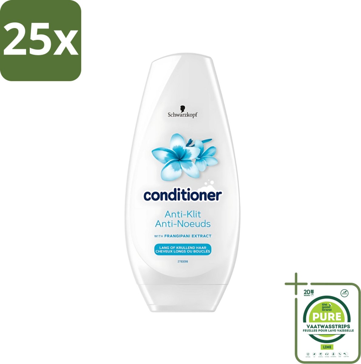 25 x Schwarzkopf - Conditioner - Anti-Klit - Lang of Krullend haar - 250ml - Grootverpakking - Haar Conditioner - Anti-klit Conditioner - Vegan Conditioner - Krullend Haar - Lang Haar