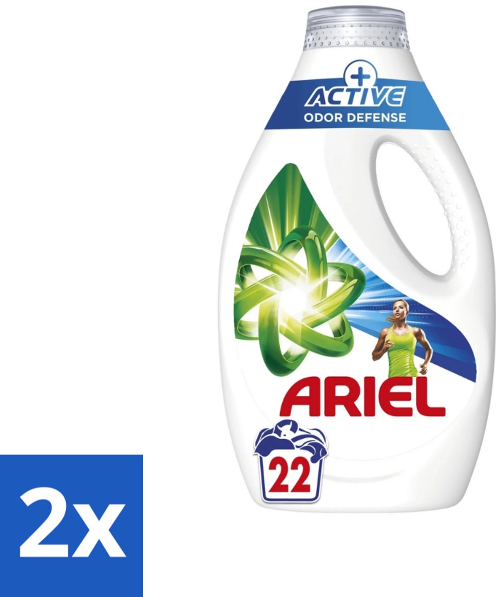 Ariel – Vloeibaar Wasmiddel – Active Odor Defense – 990 ml – 22 wasbeurten - Voordeelverpakking - 2 stuks