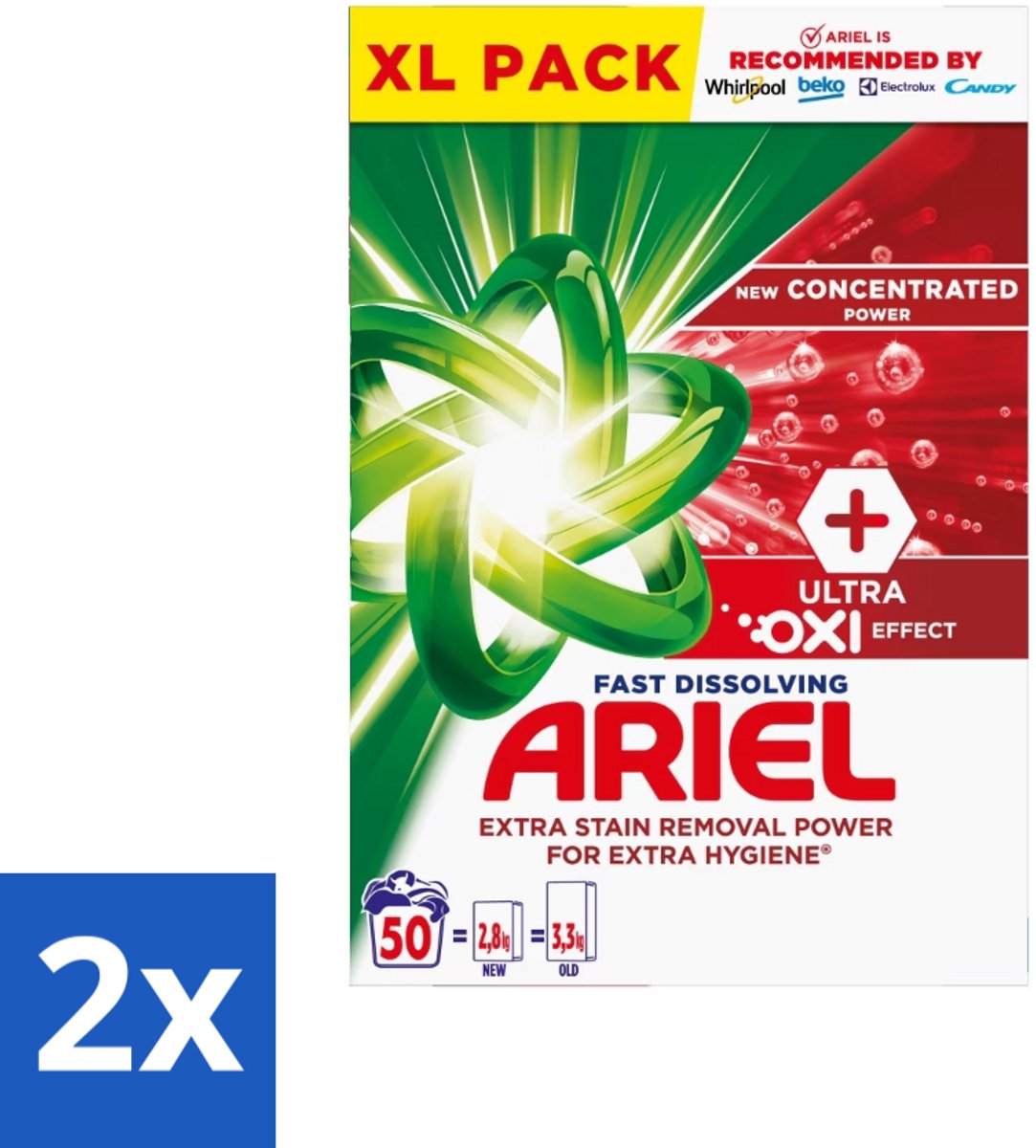 Ariel – Waspoeder – Oxi – 2,8 kg – 50 wasbeurten - Voordeelverpakking - 2 stuks