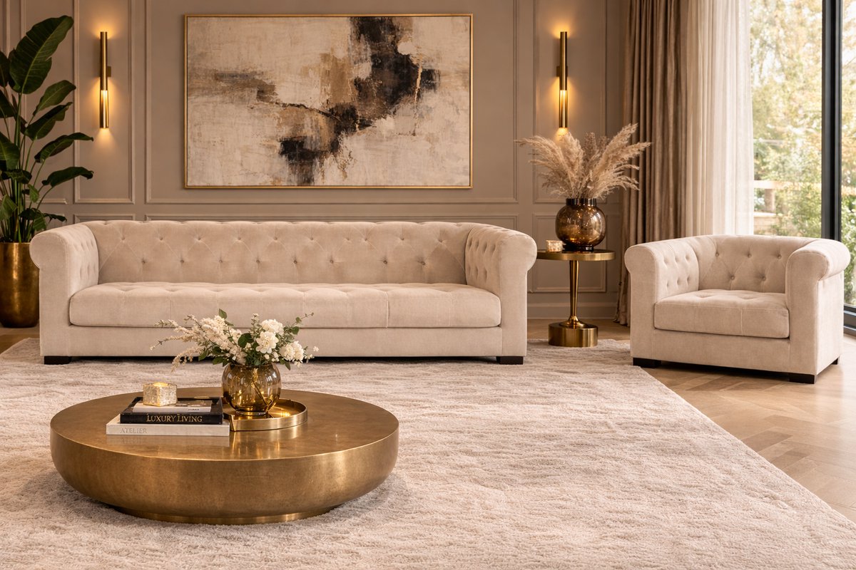 Milano Royale – Koningstijl – Luxe Royale Bank – Moderne Design Bank – Ruime Bank voor Woonkamer