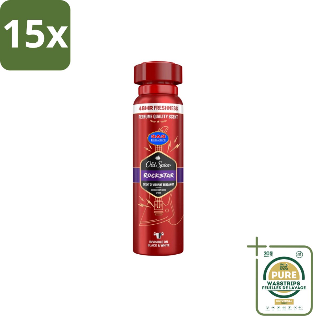 15 x Old Spice – Deospray – Rockstar – 150 ml - Grootverpakking - Old Spice Rockstar - Deodorant Spray - Frisheid - Lichaamsgeur - Energie