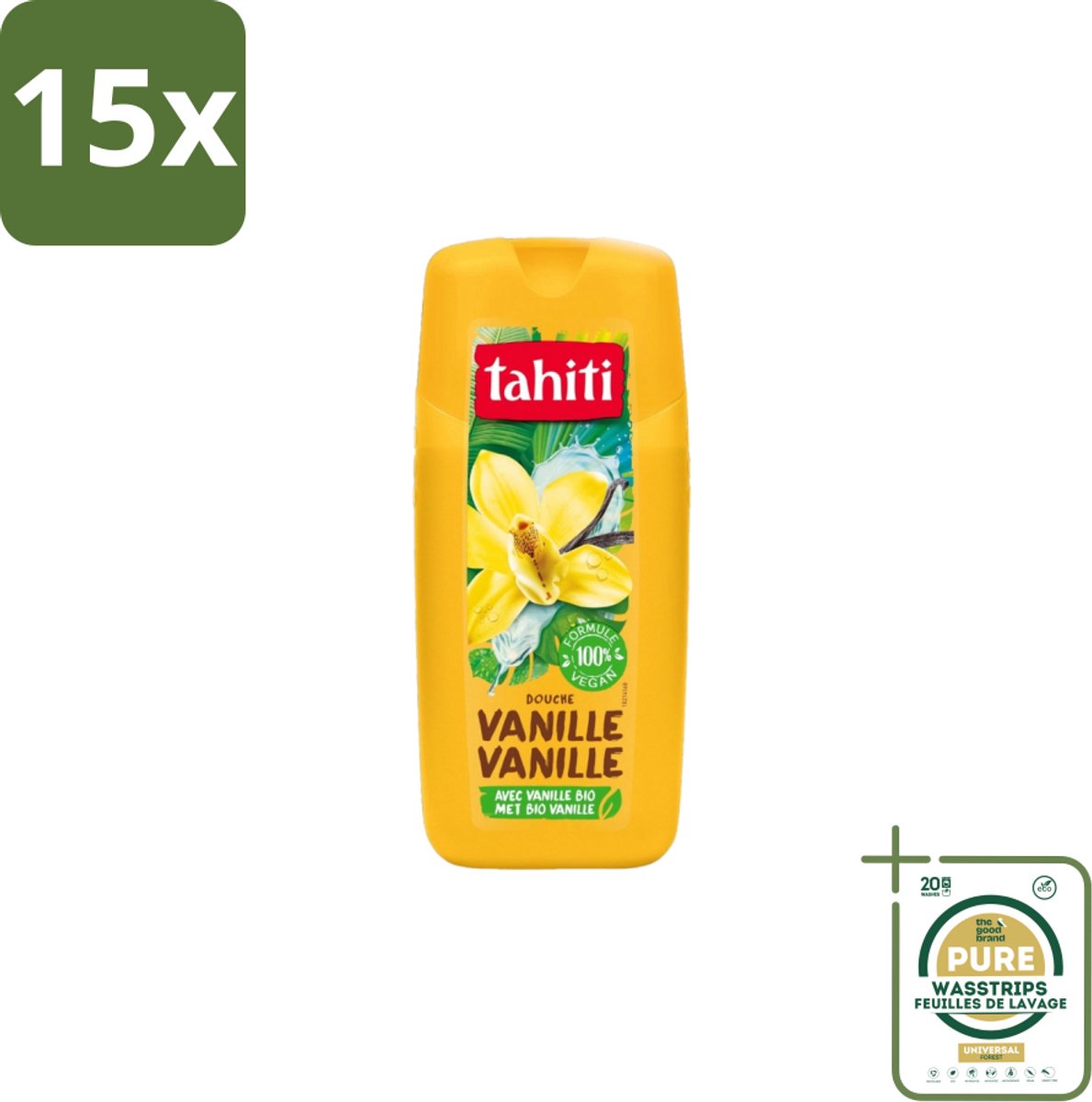 15 x Tahiti – Douchegel – Vanille - 300 ml - Grootverpakking - Douchegel Vanille - Huidverzorging - Schuimende Douchegel - Voedende Douchegel - Shea Butter