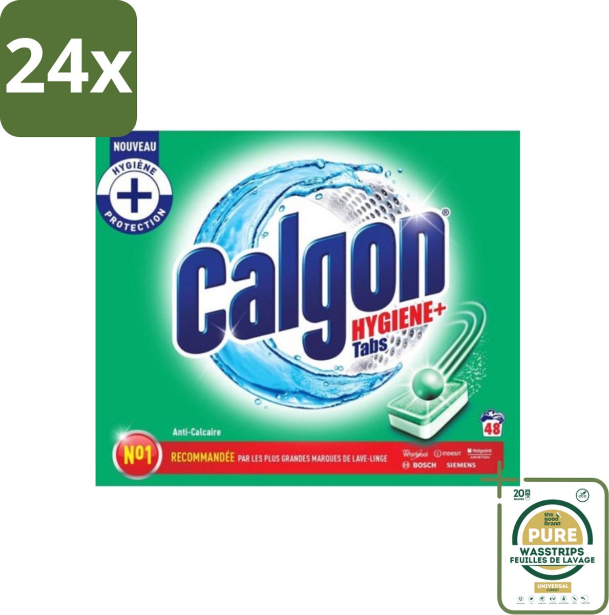 Calgon - Wasmachinereiniger - Tegen Kalkaanslag - 48 Tabletten - Voordeelverpakking - 24 stuks - Wasmachineonderhoud - Wasmachinetabletten