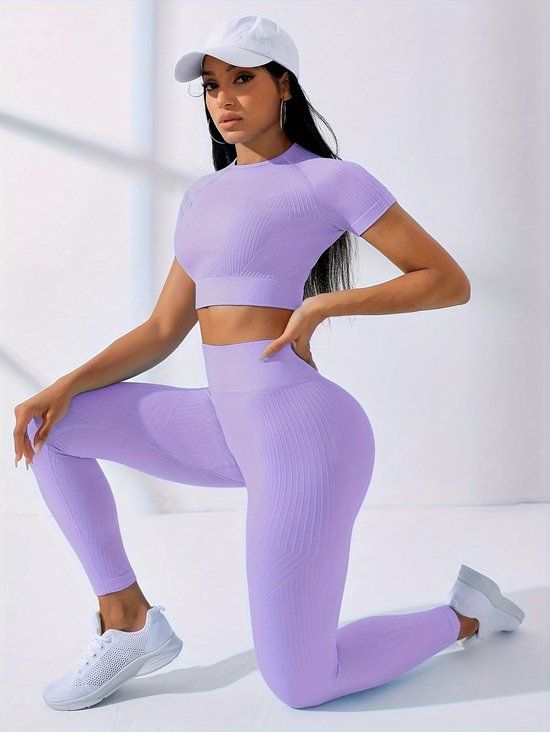 Currero Pilates Pak Dames - Yoga - Buttshaper - Gym - Fitness - Butt Lift - Bil Vergrotend - Heup Liftend - Yogakleding - Lichtpaars S — afbeelding 5