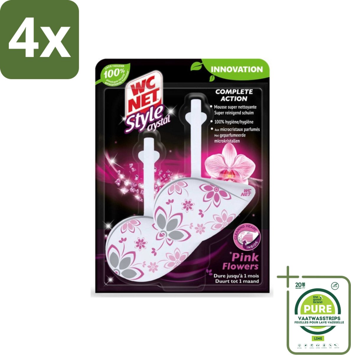 WC Net - Toiletblok - Frisse Bloemen - 2 Blokjes - Voordeelverpakking - 4 stuks - Toiletblok - Toilet reiniging