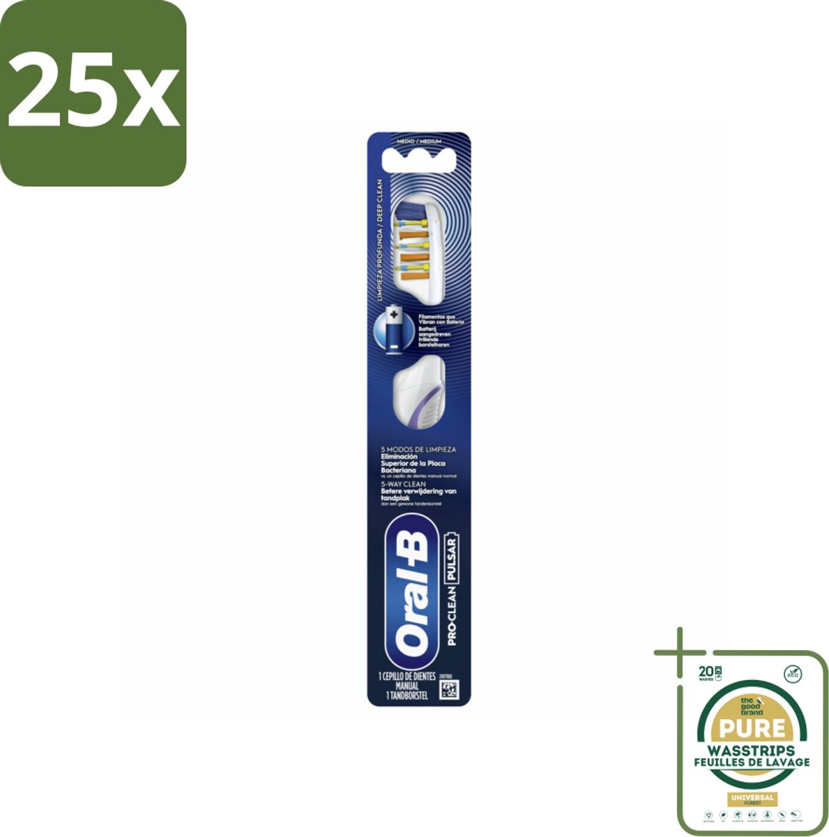 25 x Oral-B - Pro-Clean Pulsar – Tandenborstel – Medium – Manueel - Grootverpakking - Koffiezetapparaat
