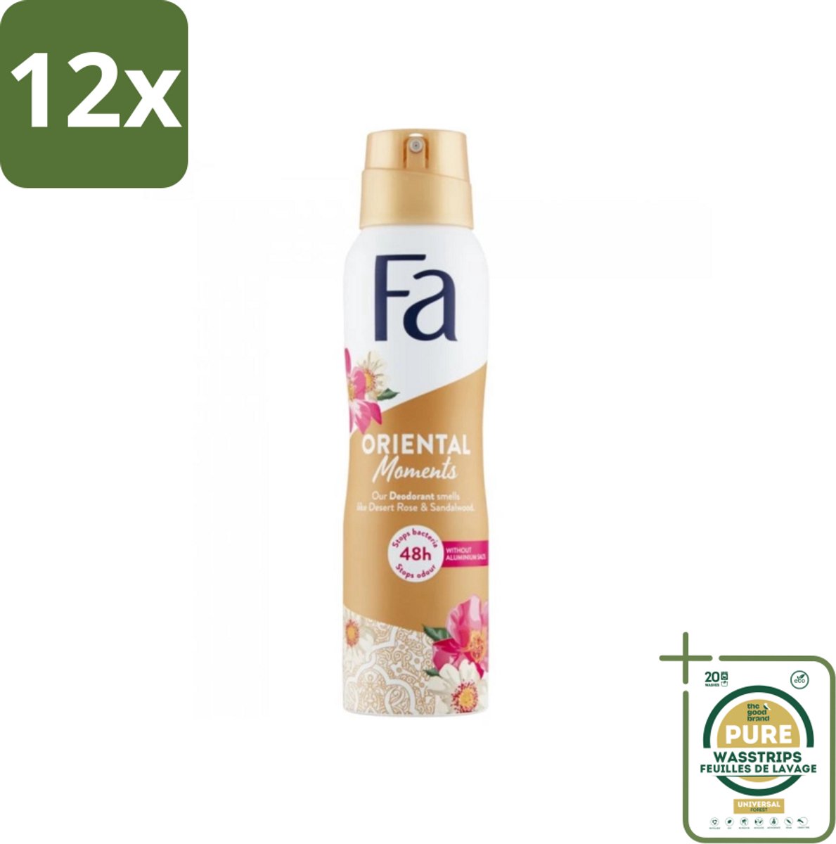Fa - Oriental Moments - Deodorant Spray - Woestijnroos & Sandelhout - 150 ml - Voordeelverpakking - 12 stuks - Oriental Moments - Woestijnroos