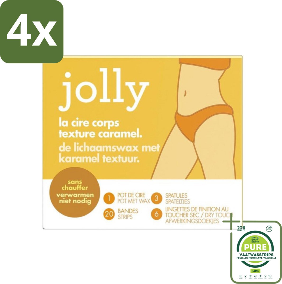 Jolly - Lichaamswax - Karamel Structuur - 20 Strips - Voordeelverpakking - 4 stuks - Lichaamswax - Karamel Wax