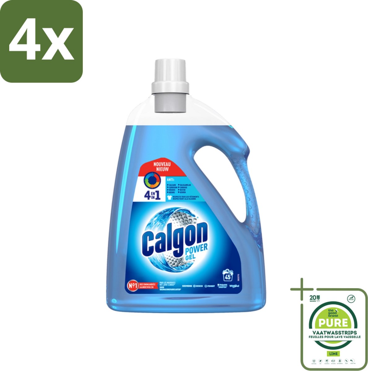 Calgon Ontkalkingsgel Wasmachines 2,25 liter - Voordeelverpakking - 4 stuks - Wasmachinereiniger - Ontkalkingsgel
