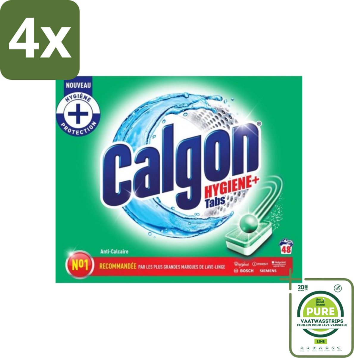 Calgon - Wasmachinereiniger - Tegen Kalkaanslag - 48 Tabletten - Voordeelverpakking - 4 stuks - Wasmachinereiniger - Kalkverwijderaar