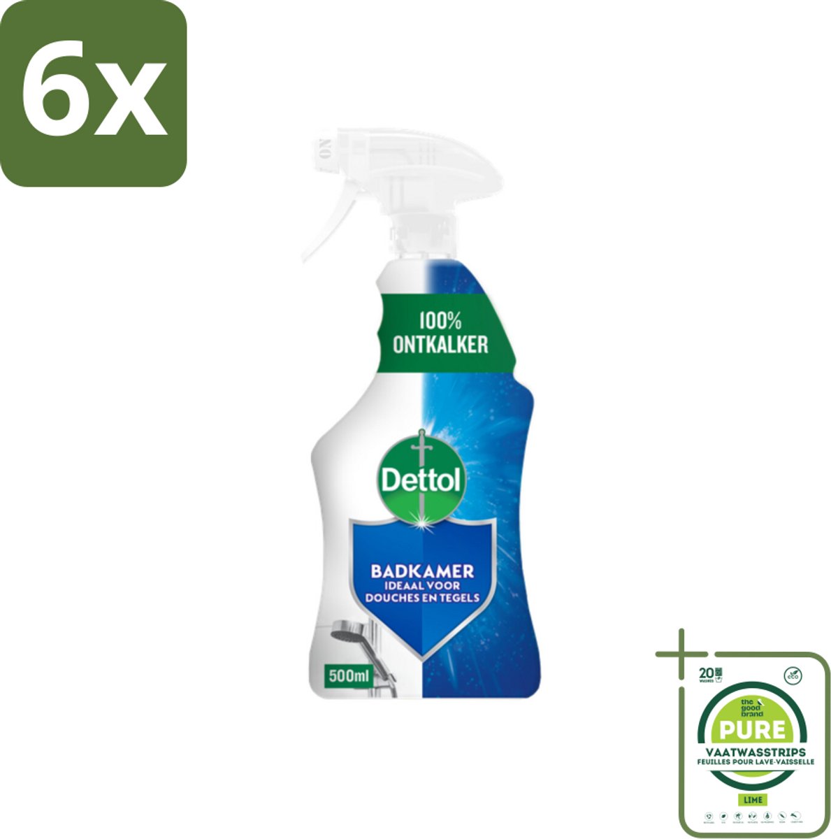 Dettol Badkamerreiniger 500 ml - Voordeelverpakking - 6 stuks - Badkamerreiniger - Kalkaanslag verwijderen