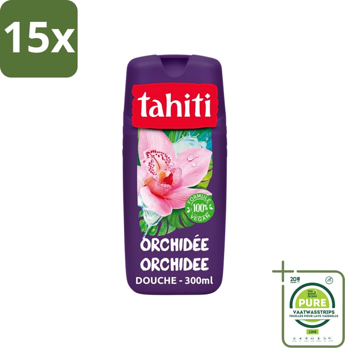 15 x Tahiti - Douchegel - Orchidee - 100% Vegan - 300 ml - Grootverpakking - Douchegel - Orchidee Geur - Hydraterende Douchegel - Verzorgende Douchegel - Tahiti Douchegel