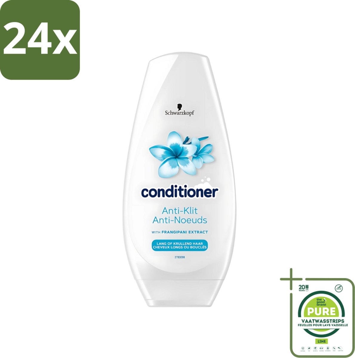 Schwarzkopf - Conditioner - Anti-Klit - Lang of Krullend haar - 250ml - Voordeelverpakking - 24 stuks - Haar conditioner - Anti-klit conditioner